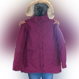LL Bean Women’s Down Winter Parka XL Pink- with pompom hat-excellent condition